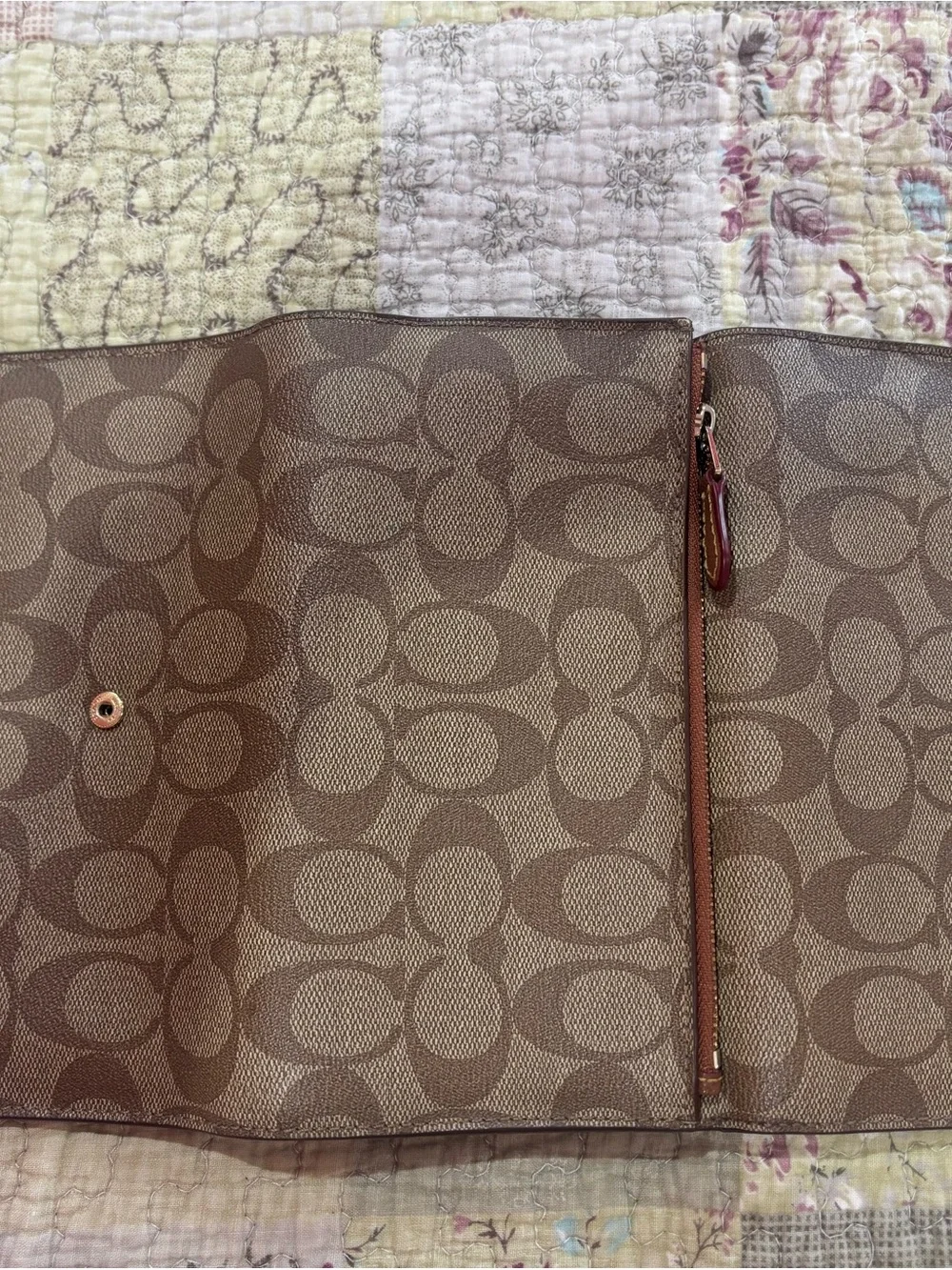 Coach Brown Signature Canvas Continental Wallet